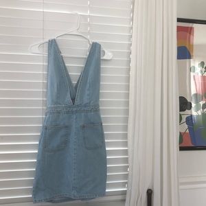 URBAN OUTFITTERS light wash overall skirt